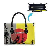 Macedonia Leather Bag with Howling Wolf and Sunset Forest Design - Wonder Print Shop