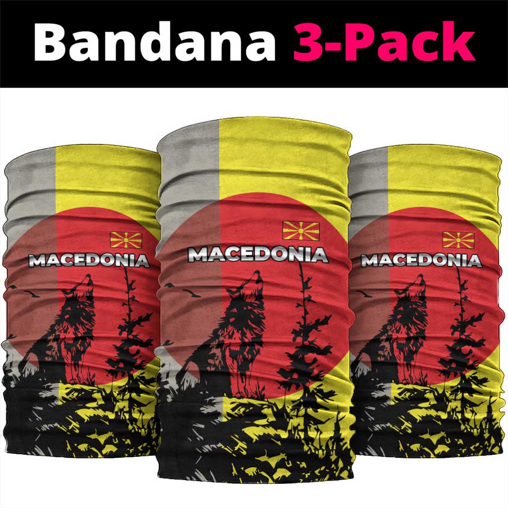 Macedonia Neck Gaiter with Howling Wolf and Sunset Forest Design TS04