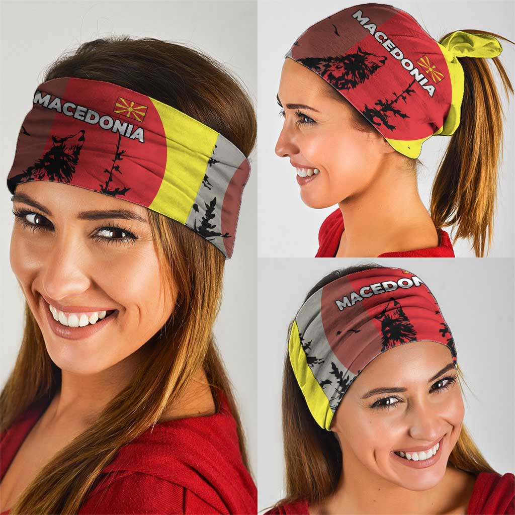 Macedonia Neck Gaiter with Howling Wolf and Sunset Forest Design TS04