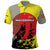 Macedonia Polo Shirt with Howling Wolf and Sunset Forest Design - Wonder Print Shop