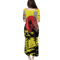 Macedonia Puletasi with Howling Wolf and Sunset Forest Design - Wonder Print Shop