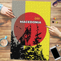 Macedonia Puzzle with Howling Wolf and Sunset Forest Design - Wonder Print Shop