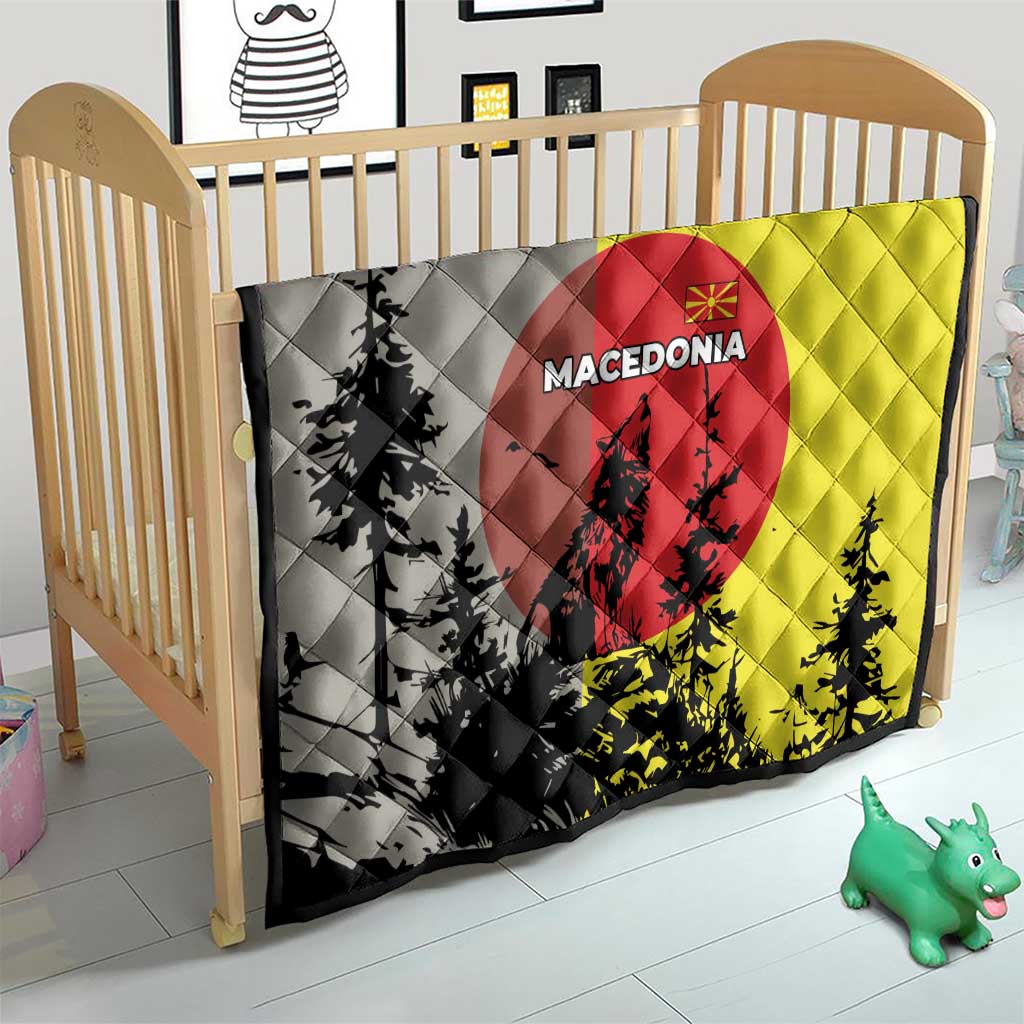 Macedonia Quilt with Howling Wolf and Sunset Forest Design - Wonder Print Shop