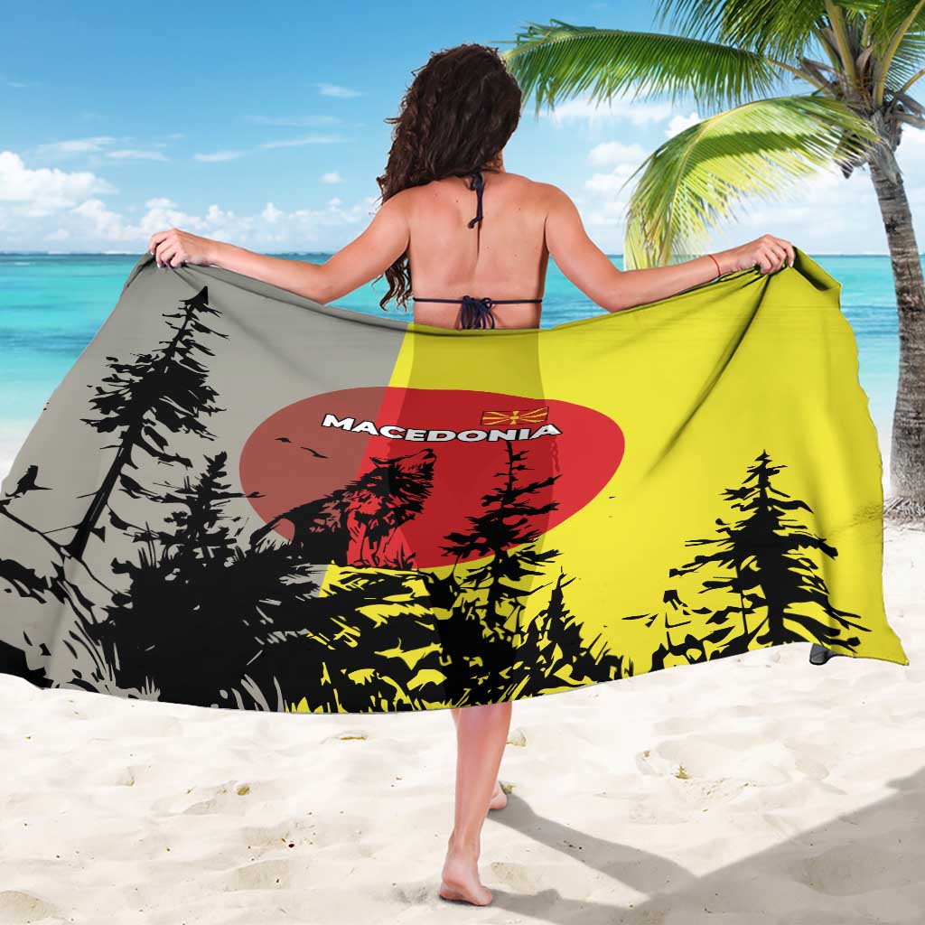Macedonia Sarong with Howling Wolf and Sunset Forest Design - Wonder Print Shop