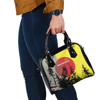 Macedonia Shoulder Handbag with Howling Wolf and Sunset Forest Design - Wonder Print Shop