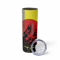Macedonia Skinny Tumbler with Howling Wolf and Sunset Forest Design - Wonder Print Shop