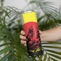 Macedonia Skinny Tumbler with Howling Wolf and Sunset Forest Design - Wonder Print Shop