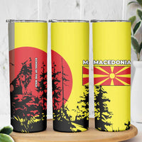 Macedonia Skinny Tumbler with Howling Wolf and Sunset Forest Design - Wonder Print Shop