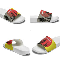 Macedonia Slide Sandals with Howling Wolf and Sunset Forest Design - Wonder Print Shop