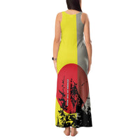 Macedonia Tank Maxi Dress with Howling Wolf and Sunset Forest Design - Wonder Print Shop