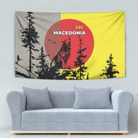 Macedonia Tapestry with Howling Wolf and Sunset Forest Design - Wonder Print Shop