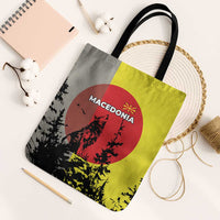 Macedonia Tote Bag with Howling Wolf and Sunset Forest Design - Wonder Print Shop