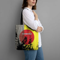 Macedonia Tote Bag with Howling Wolf and Sunset Forest Design - Wonder Print Shop