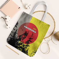 Macedonia Tote Bag with Howling Wolf and Sunset Forest Design - Wonder Print Shop