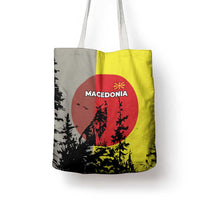Macedonia Tote Bag with Howling Wolf and Sunset Forest Design - Wonder Print Shop