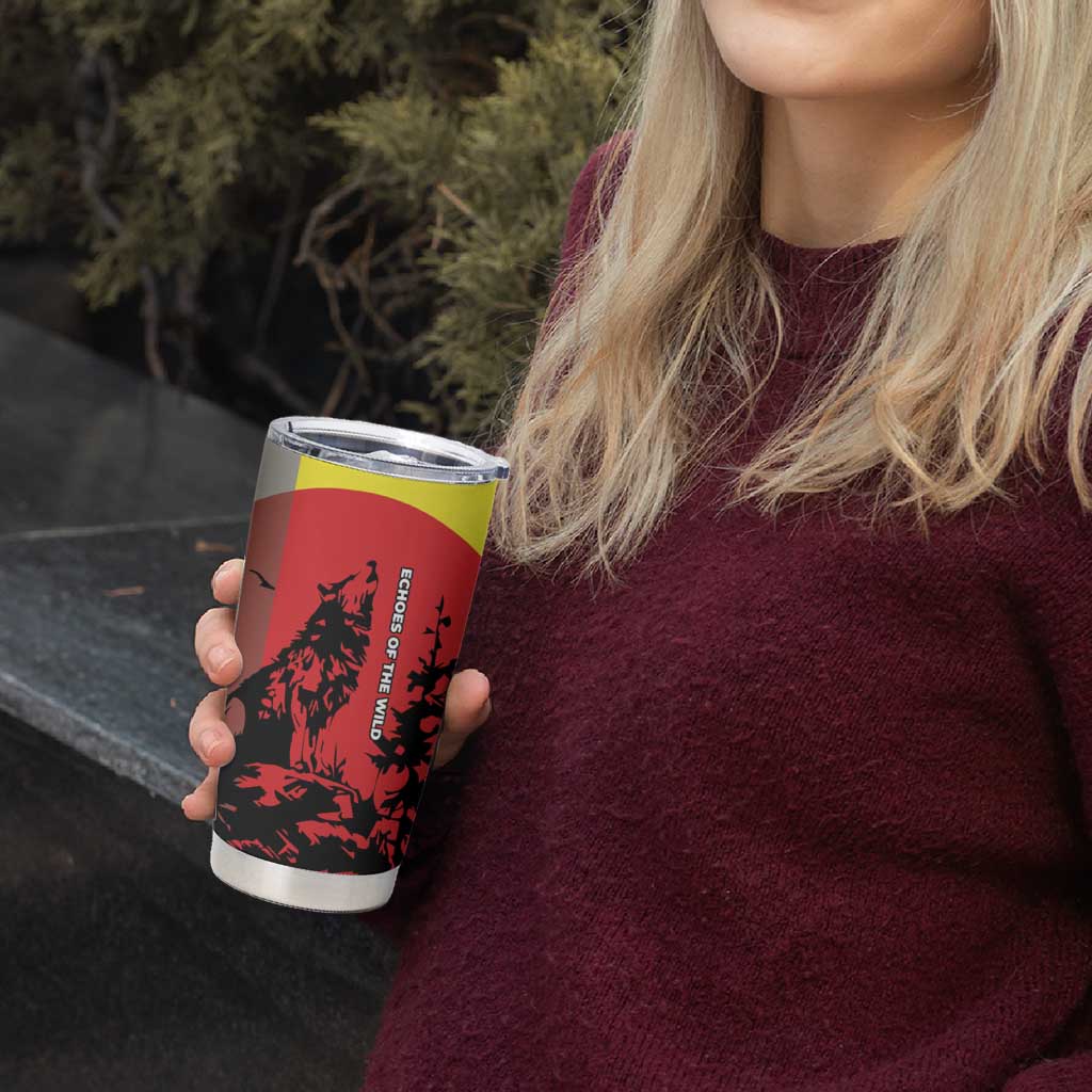 Macedonia Tumbler Cup with Howling Wolf and Sunset Forest Design - Wonder Print Shop