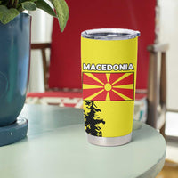 Macedonia Tumbler Cup with Howling Wolf and Sunset Forest Design - Wonder Print Shop