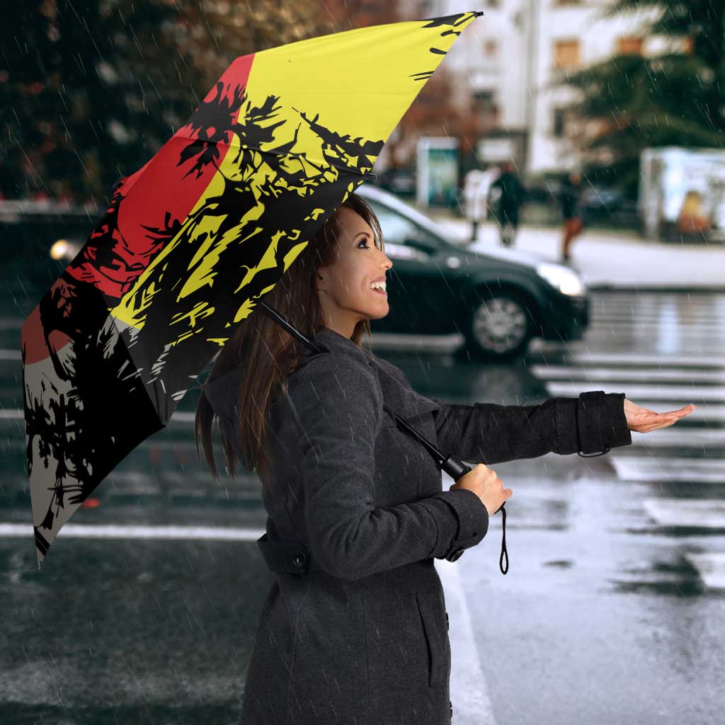 Macedonia Umbrella with Howling Wolf and Sunset Forest Design - Wonder Print Shop