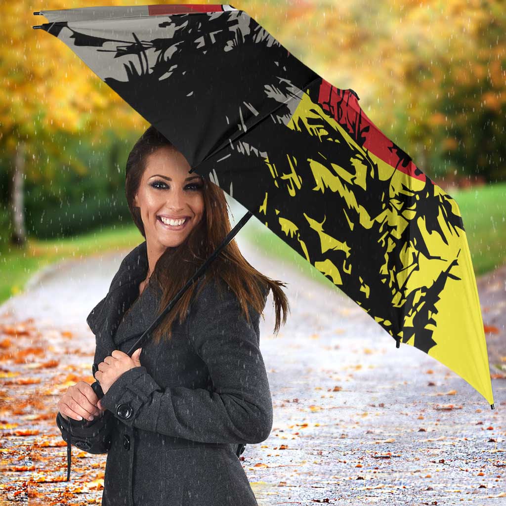 Macedonia Umbrella with Howling Wolf and Sunset Forest Design - Wonder Print Shop