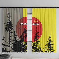 Macedonia Window Curtain with Howling Wolf and Sunset Forest Design - Wonder Print Shop