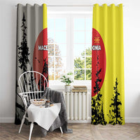 Macedonia Window Curtain with Howling Wolf and Sunset Forest Design - Wonder Print Shop