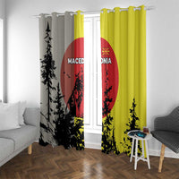 Macedonia Window Curtain with Howling Wolf and Sunset Forest Design - Wonder Print Shop