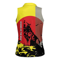 Macedonia Women Sleeveless Polo Shirt with Howling Wolf and Sunset Forest Design - Wonder Print Shop