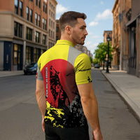 Macedonia Zipper Polo Shirt with Howling Wolf and Sunset Forest Design - Wonder Print Shop