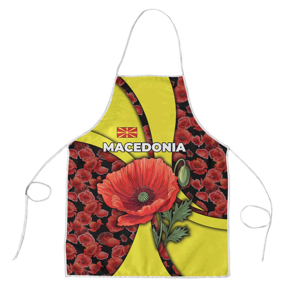 Macedonia Apron with Red Poppy Flower and Curved Panel Design - Wonder Print Shop