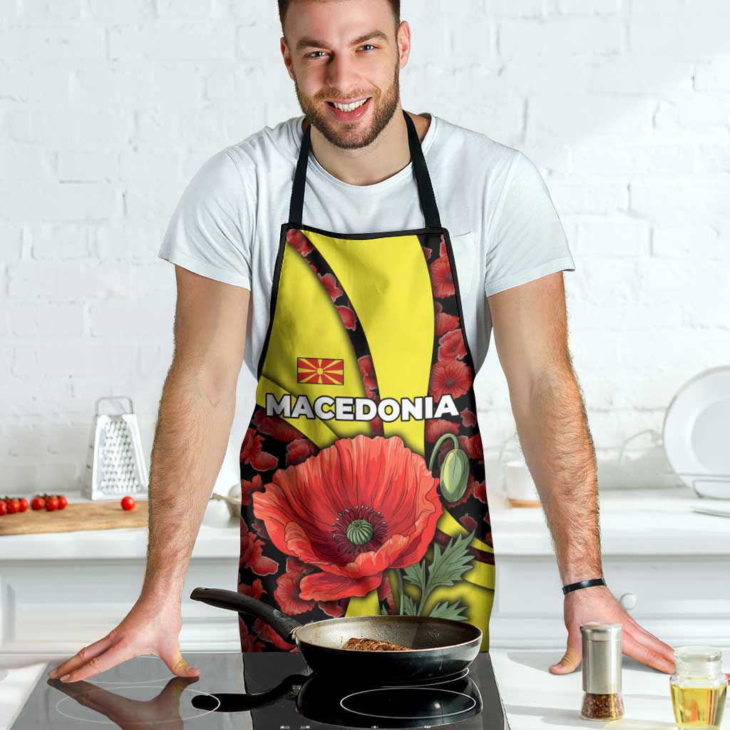 Macedonia Apron with Red Poppy Flower and Curved Panel Design - Wonder Print Shop