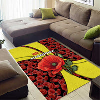 Macedonia Area Rug with Red Poppy Flower and Curved Panel Design - Wonder Print Shop