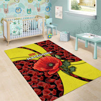 Macedonia Area Rug with Red Poppy Flower and Curved Panel Design - Wonder Print Shop