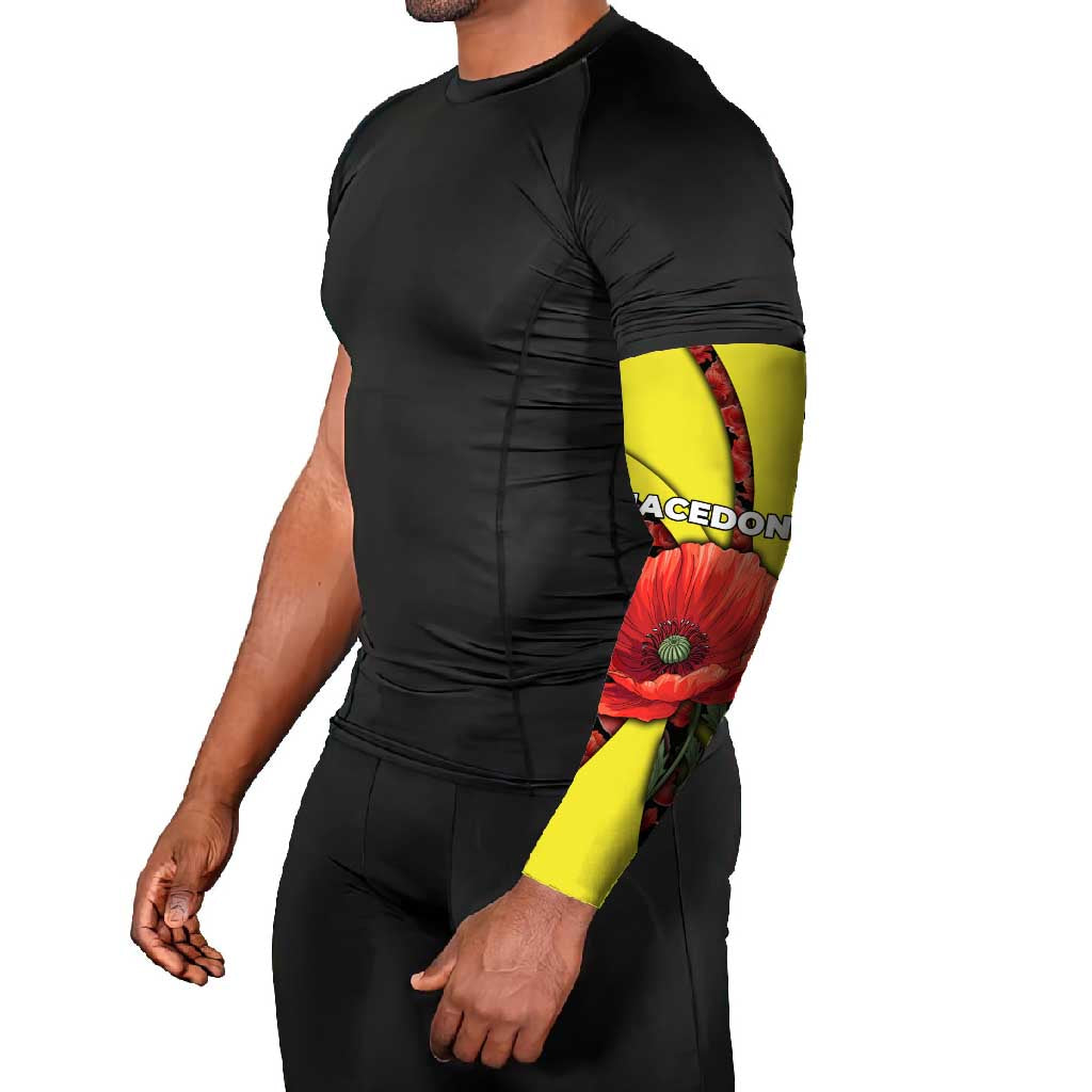 Macedonia Arm Sleeves with Red Poppy Flower and Curved Panel Design - Wonder Print Shop