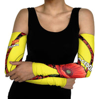 Macedonia Arm Sleeves with Red Poppy Flower and Curved Panel Design - Wonder Print Shop