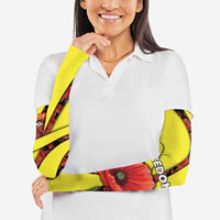 Macedonia Arm Sleeves with Red Poppy Flower and Curved Panel Design - Wonder Print Shop