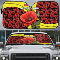 Macedonia Auto Sun Shade with Red Poppy Flower and Curved Panel Design - Wonder Print Shop