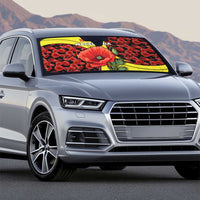 Macedonia Auto Sun Shade with Red Poppy Flower and Curved Panel Design - Wonder Print Shop