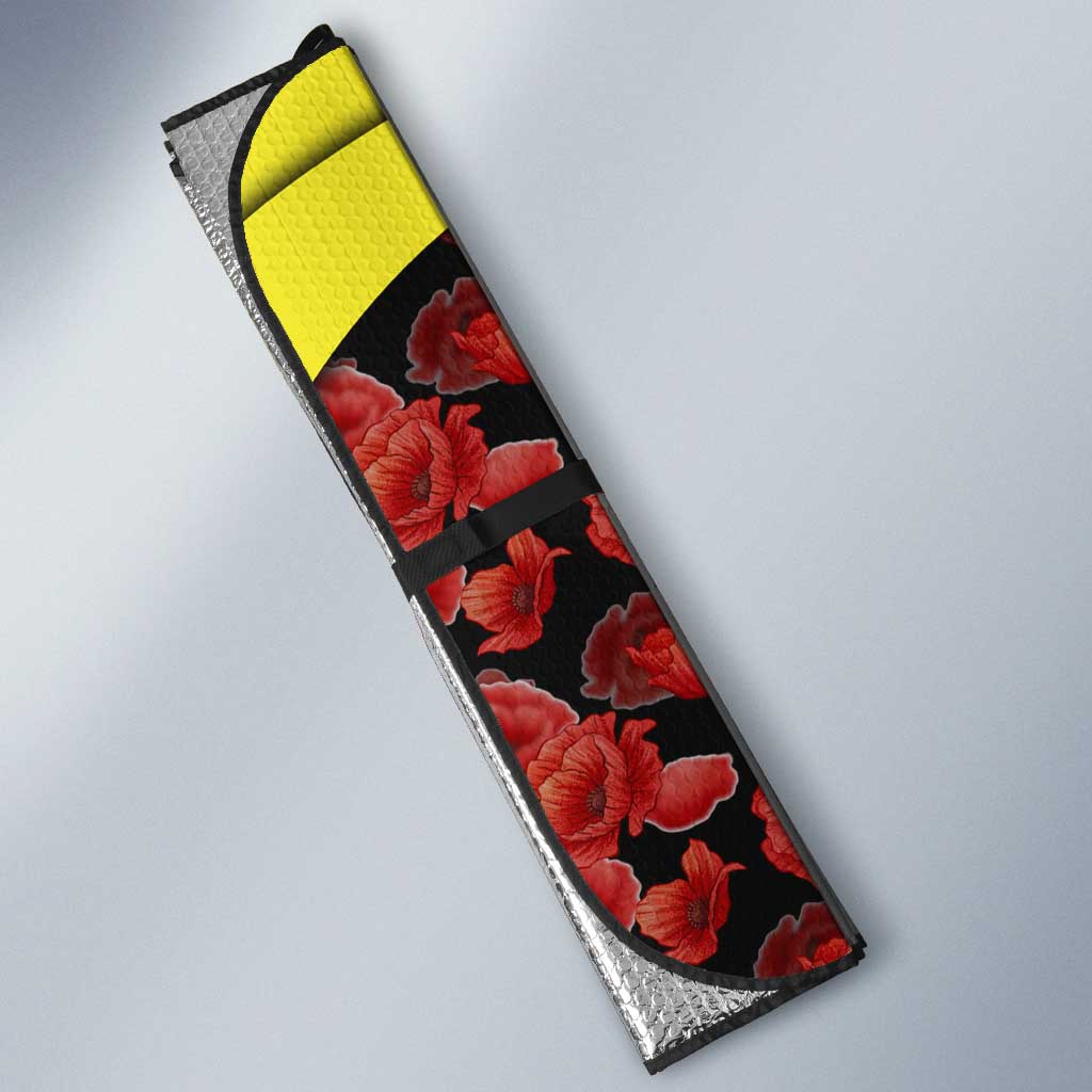 Macedonia Auto Sun Shade with Red Poppy Flower and Curved Panel Design - Wonder Print Shop