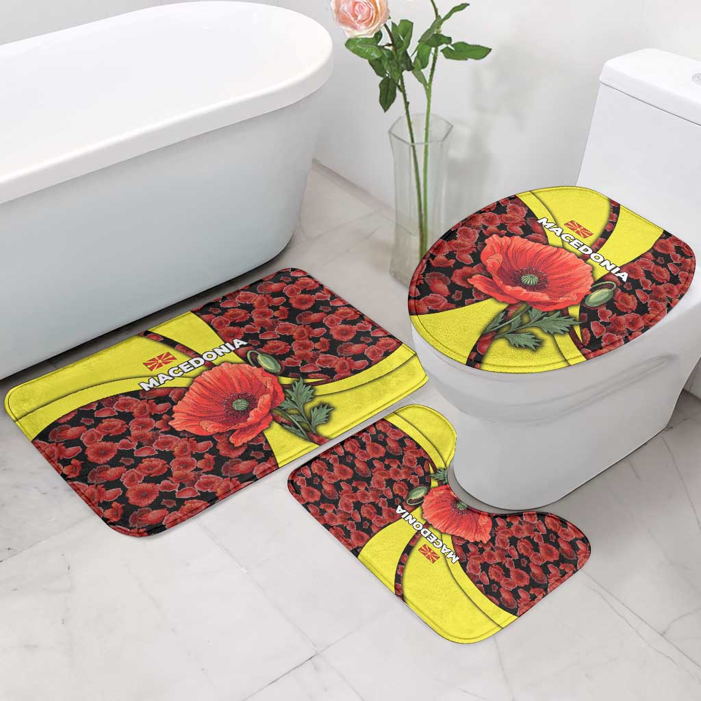 Macedonia Bathroom Set with Red Poppy Flower and Curved Panel Design - Wonder Print Shop