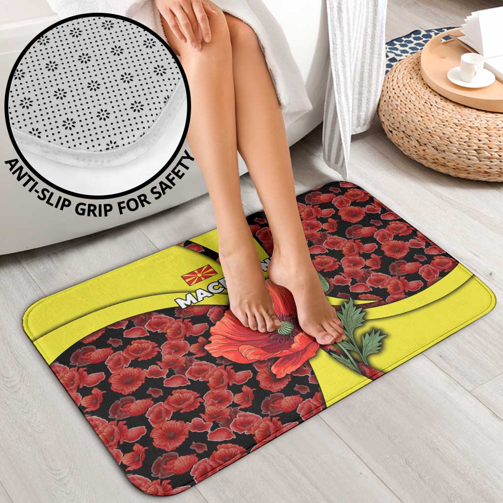 Macedonia Bathroom Set with Red Poppy Flower and Curved Panel Design - Wonder Print Shop
