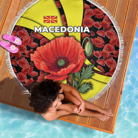 Macedonia Beach Blanket with Red Poppy Flower and Curved Panel Design - Wonder Print Shop