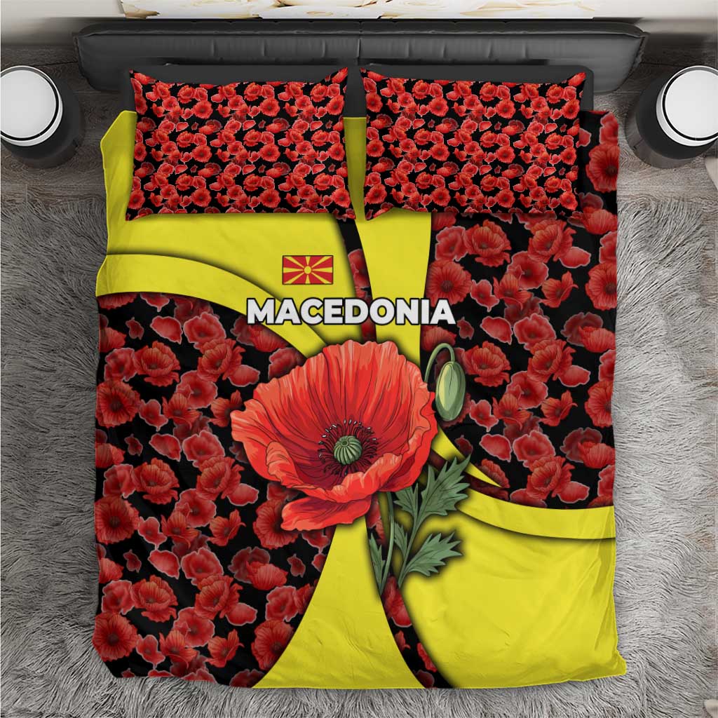 Macedonia Bedding Set with Red Poppy Flower and Curved Panel Design - Wonder Print Shop