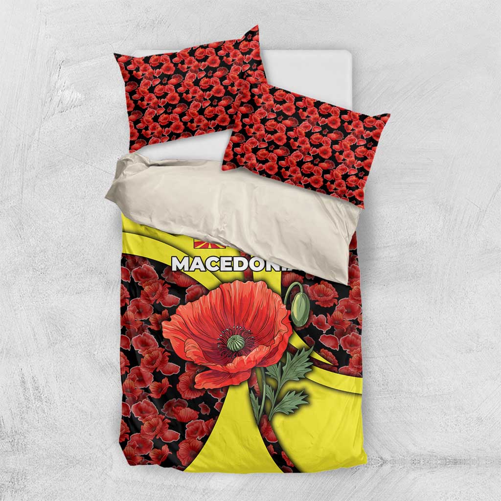 Macedonia Bedding Set with Red Poppy Flower and Curved Panel Design - Wonder Print Shop