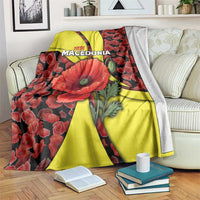 Macedonia Blanket with Red Poppy Flower and Curved Panel Design - Wonder Print Shop