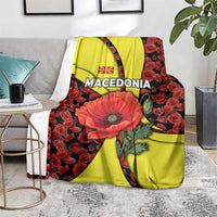 Macedonia Blanket with Red Poppy Flower and Curved Panel Design - Wonder Print Shop