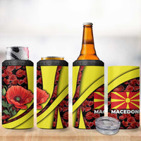 Macedonia 4 in 1 Can Cooler Tumbler with Red Poppy Flower and Curved Panel Design - Wonder Print Shop