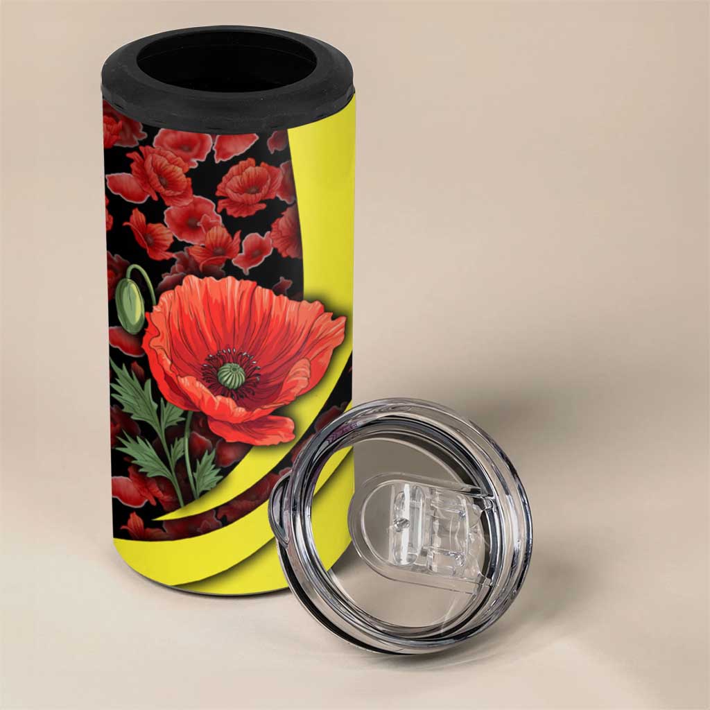 Macedonia 4 in 1 Can Cooler Tumbler with Red Poppy Flower and Curved Panel Design - Wonder Print Shop