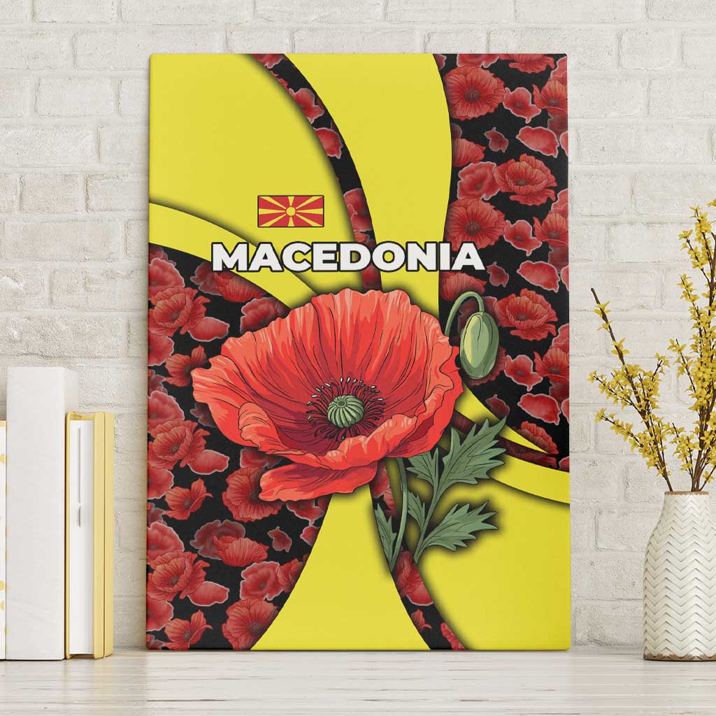 Macedonia Canvas Wall Art with Red Poppy Flower and Curved Panel Design - Wonder Print Shop