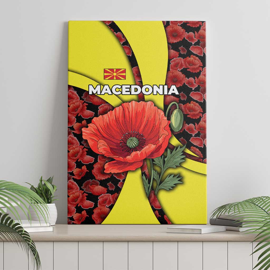 Macedonia Canvas Wall Art with Red Poppy Flower and Curved Panel Design - Wonder Print Shop