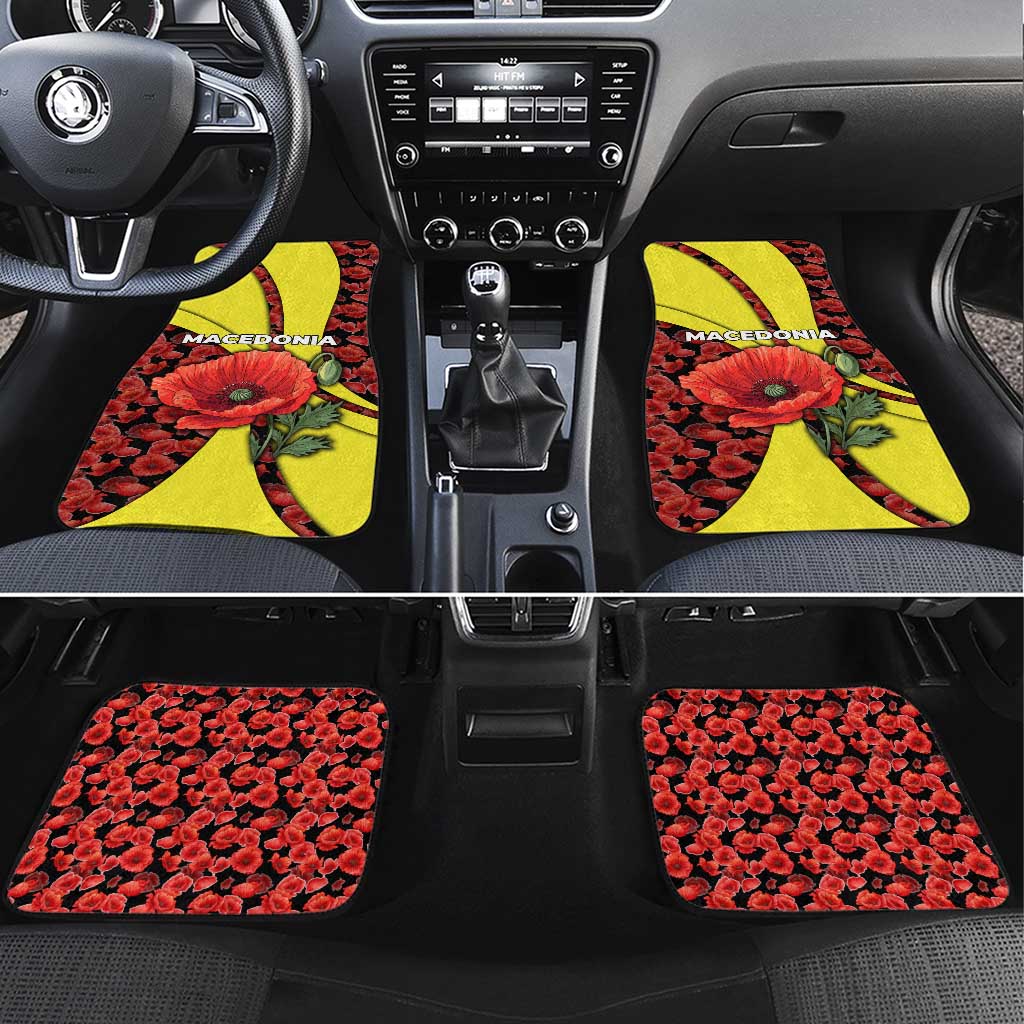 Macedonia Car Mats with Red Poppy Flower and Curved Panel Design - Wonder Print Shop